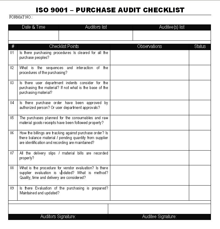 iso 2015 internal audit example